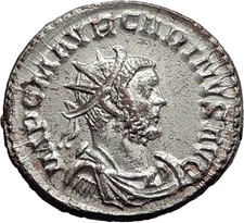 CARINUS 284AD Fully SILVERED Ancient Roman Coin SALUS HYGEIA Medicine i59047