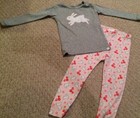 Baby Gap Toddler Girl Size 2 Pajama Set 2 Pieces Gray Pink Bunnies