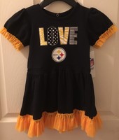 PITTSBURGH STEELERS 2 PIECE OUTFIT DRESS LOVE GIRLS 3T NEW RUFFLES GLITTER 
