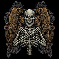 02003 bedrucktes T-Shirt mit Motiv - neu Fallen Angel Totenkopf