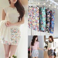 Damen Shorts Enganliegender Rock Damen Aufdruck Blumenaufdruck Stretch