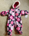 NEW Girls Size 3-6 months Pram Snowsuit Bunting CARTERS Dark Gray Flowered
