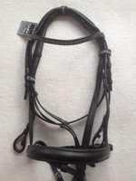 Trense, CAMA, Zweireiher STRASS, schwedisch, Schwarz, Gripzügel, Gr. Full = WB