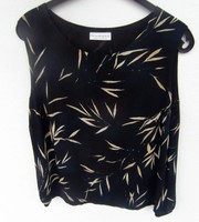 Top Bluse Shirt - schwarz mit Muster - Gr. 42