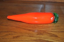 Murano Style Glass Decorative Hand Blown Orange Hot Pepper 7" Life Like