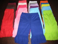 Ruffle Trimmed Capri Pants Relaxed Fit MANY COLORS Cotton Blend Fits Girls 2T-16