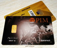 1 Gramm Goldbarren PIM Scheckkarte (NADIR LBMA 1g Gold Barren Geschenk) NEU+OVP