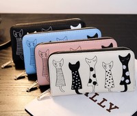 Damen Portemonnaie Katze Geldbörse Geldbeutel Portmonee Leder Börse Brieftasche 