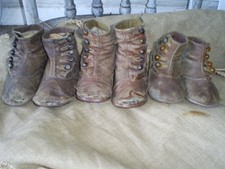 Antique Victorian Leather Button Up Baby Childs Boots Shoes Steampunk lot of 3