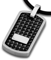 Lotus Style Halskette Leder LS1514-1/2 Edelstahl Anhänger Platte schwarz