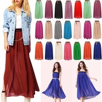 Damen Maxirock Sommerrock Lang Rock Strandrock Boho Langer Strand Glockenrock