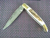  Laguiole Damast Messer Hirschhorn Taschenmesser 22 cm Folding knife stag Neu 