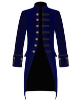 Men's Handmade Jacket Blue Velvet Goth Steampunk Victorian Frock Coat