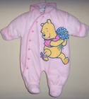 baby girl 3-6 month DISNEY pink FLEECE SNOW SUIT 1 PC POOH BEAR flowers HOOD WOW