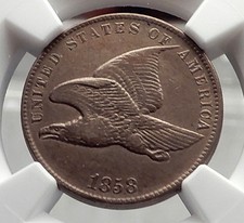 1858 Flying Eagle Cent United States of America Antique Penny Coin NGC i58125
