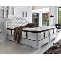 CASINO DELUXE Boxspringbett Hotelbett Amerikanisches Luxusbett - 180x200cm Weiß