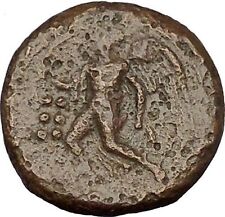 HIMERA in SICILY 420BC Pan Goat Helmet Nike Authentic Ancient Greek Coin i53262