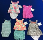 Carter's Newborn Girl Clothing - Romper, 2 Piece & Jumpsuit - Lot 5 Outfits TB