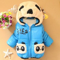 Baby Kids Girls Boys Thicken Hoodie Panda Pocket Fleece Jackets Coats Outwear WS