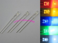 100pcs, 2x3x4mm Red Yellow Blue Green White LED Water Clear Rectangle Leds + R
