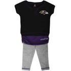 Baltimore Ravens Infant Girls Crew T-Shirt & Leggings Set - Black/Purple/Ash