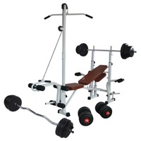 TrainHard Kraftstation Hantelbank mit Langhantel Kurzhantel Curlstange Geiwchten