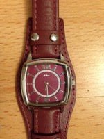 s.Oliver Damenuhr Uhr Quarz Leder dunkel violett Armbanduhr original Neuwertig