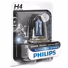 H4 BlueVision MOTO 4000K 60/55W PHILIPS 12342BVUBW blue vision XENON motorcycle