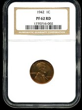 1942 1C Proof Lincoln Wheat Cent Pf 62 Red Ngc