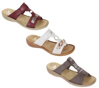 Rieker REGINA Sandalen Pantolette rot weiß grau 65860 60890 65887 Klett NEU 2016