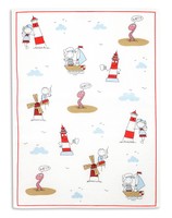 Kracht Geschirrtuch, Halbleinen bedruckt, Wattwurm, Format 50x70