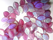 Vtg 100 Princess Pink 12 X 7 mm Sexy Leaves Flirty Iridescent #020712r