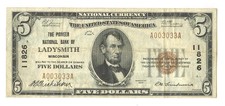 Rare, Pioneer National Bank of Ladysmith, Wi. Ch# (11826) 1929 Type 1 - $5 Note
