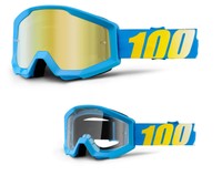 100% Strata Brille 2016 Cyan Blau Verspiegelt Klar MX Motocross MTB Enduro Quad