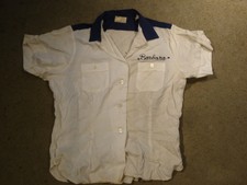 Vtg Lady Cheswick Service Bowling Shirt John Hancock White Bluw