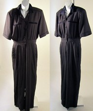 80s Vintage Escada Jumpsuit Sz 40 S M Darkest Navy Blue Black Dots Wool Preppy