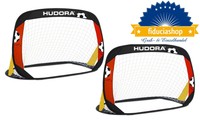 Hudora Pop Up Tor 2er Set  selbstaufbauendes Fussballtor Fussball Tor mit Tasche