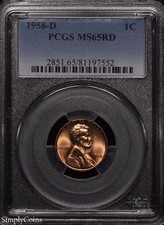 1958-D Lincoln Wheat Penny Cent ~ Pcgs Ms65 Red ~ Stunning!