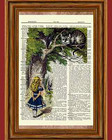Alice in Wonderland Cheshire Cat Dictionary Art Print Book Page Picture Poster