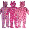 Girls Kids Onesies Pajamas Footed Hooded Animal Sleepwear Fleece Jumpsuit 3-12Y