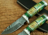 DamastMesser Jagdmesser Outdoormesser Kamelknochen Damast Messer (91097-04