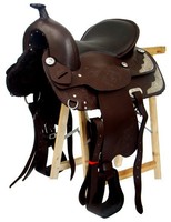 Baumloser Westernsattel KANSAS aus Büffelleder Braun