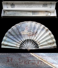 Antique Victorian Signed Fan R. Serand Duvelleroy eventail ventaglio Fächer 1900