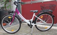 Prophete 24" Mädchenfahrrad, 24 Zoll, lila-weiß mit Fahrradkorb, Fahrrad