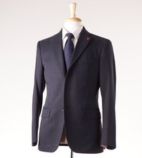 NWT $3295 ISAIA NAPOLI Black Soft Brushed Cotton-Blend Suit 36 R + Hanger/Pin