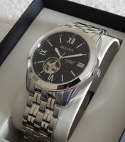 Bulova Men's 96A158 21 Jewels Automatic Skeleton Stainless Steel Watch - NEW