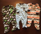 3 Pair of Carter’s Child of Mine Fleece Footed PJ’s for Baby | Size 3-6 months