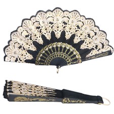 Spanish Style Dance Party Wedding Lace Silk Folding Hand Held Flower Fan Mc-A