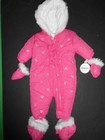ABSORBA BABY GIRLS SNOWSUIT MICROFIBER SILVER HEART BUNTING PUFFER 3 -6 PINK $65