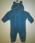 Ll Bean 6-12 Month Fleece Bunting Snowsuit Blue bear Fuzzy Ears Winter Warm